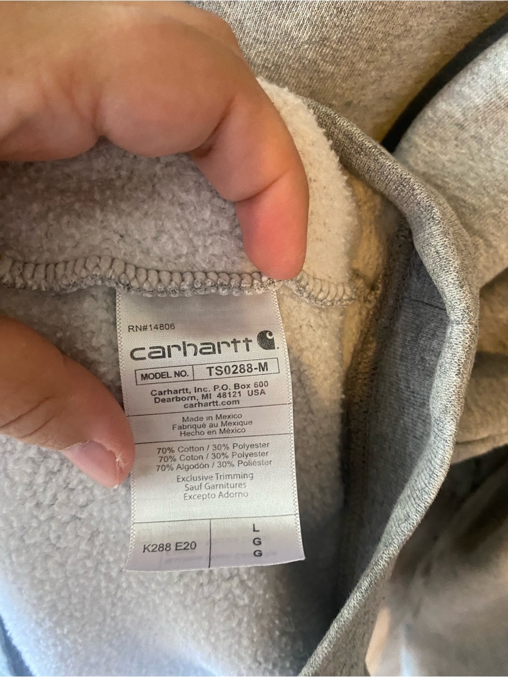 Carhartt Men's Hooded Sweatshirt - Gray Size Large Loose fit READ - Picture 7 of 7